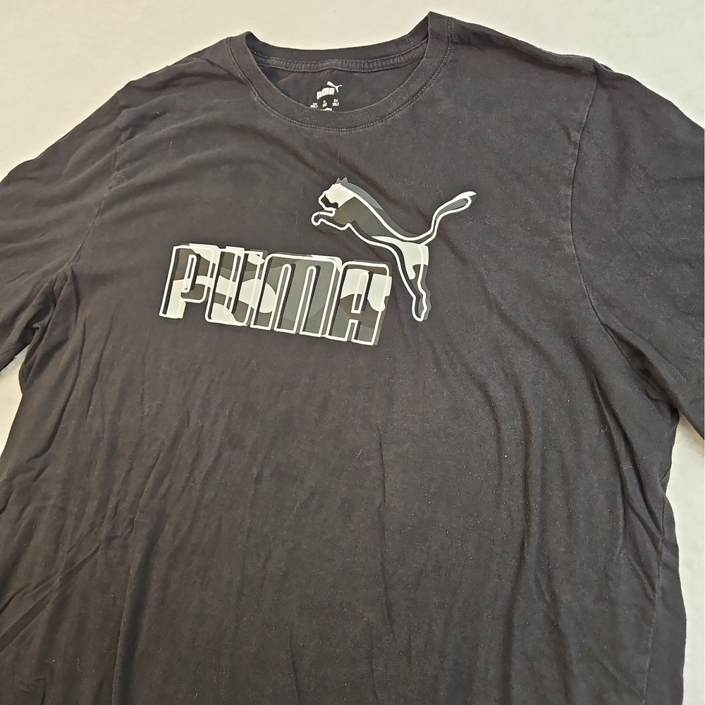 Puma Graphic Camo Logo T-Shirt Crew Neck Short Sleeve Black Men's 3XLT